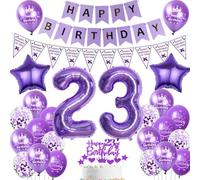 globo 23 cumpleaños mujer morados decoración 23 años mujer cumpleaños decoración 23 años mujer globos cumpleaños 23 años mujer Happy Birthday banderola morados 23 años cumpleaños mujer decoración