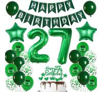 globo 27 cumpleaños hombre mujer verdes decoración 27 años hombre cumpleaños decoración 27 años mujer globos cumpleaños 27 años hombre Happy Birthday banderola verdes 27 cumpleaños hombre deco