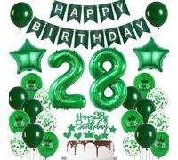globo 28 cumpleaños hombre mujer verdes decoración 28 años hombre cumpleaños decoración 28 años mujer globos cumpleaños 28 años hombre Happy Birthday banderola verdes 28 cumpleaños hombre deco