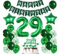 globo 29 cumpleaños hombre mujer verdes decoración 29 años hombre cumpleaños decoración 29 años mujer globos cumpleaños 29 años hombre Happy Birthday banderola verdes 29 cumpleaños hombre deco