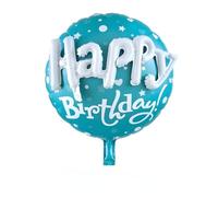 Globo 3D Happy Birthday Azul 60 x 68 cm - Globo decorativo para cumpleaños, fiestas, globos multicolores, se puede rellenar con aire o helio, válvula automática, decoración inolvidable