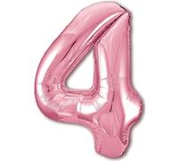 Globo 4° Cumpleaños Número 4 Rosa Gigante, Globo XXL de 100cm. Decoración 4° Cumpleaños para Niña. Aire o Helio.
