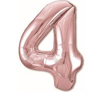 Globo 4° Cumpleaños Número 4 Rosegold Oro Rosa Gigante, Globo XXL de 100cm. Decoración 4° Cumpleaños para Niña. Aire o Helio.