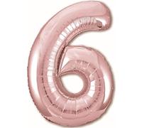 Globo 6° Cumpleaños Número 6 Rosegold Oro Rosa Gigante, Globo XXL de 100cm. Decoración 6° Cumpleaños para Niña. Aire o Helio.