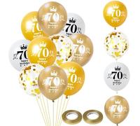 Globo 70 años cumpleaños hombre mujer decoración 14 piezas oro blanco látex globo 70 años cumpleaños decoración Happy 70th Birthday globos 70 mujer hombre fiesta deco 70