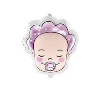 PartyDeco Globo de papel de aluminio en forma de niña en color rosa para decoración de género Reveal Baby Shower- Globo de aire para Hel Tamaño aprox. 40 x 45 cm Guirnalda de globos para cumpleaños