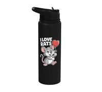 Globo adorable corazón de dibujos animados I Love Rats Stainless Steel Insulated Water Bottle