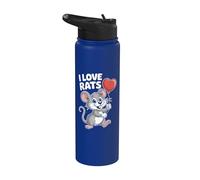 Globo adorable corazón de dibujos animados I Love Rats Stainless Steel Insulated Water Bottle