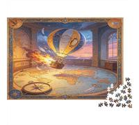 Globo Aerostático Aventura Puzzle de 1000 Piezas para Adultos Papel Mapa del Mundo Escena Creativa Relajación Familiar Decoración Regalo 70x50cm/1000pcs