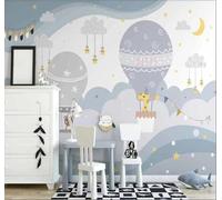 Globo Aerostático De Dibujos Animados Luna Estrellas Animales 3D Papel Pintado Pared Fácil Instalación Oficina Sala Estar Sofá Dormitorio TV Fondos Decoración-430cm×300cm
