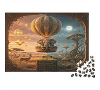 Globo Aerostático Fantasía Puzzle de 1000 Piezas Papel Puzzle para Adultos Escena Animales Jungla Relajante Foco Hogar Regalo 52x38cm/1000pcs