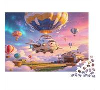 Globo Aerostático Ilustrado Puzzle de 1000 Piezas Papel para Adultos Escena de Vuelo Juego de Puzzle 1000 Piezas Relajación Regalo Hogar 52x38cm/1000pcs