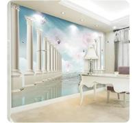 Globo Aerostático Pájaros Rosa Flores Columnas 3D Papel Pintado Pared Fácil Instalación Oficina Sala Estar Sofá Dormitorio TV Fondos Decoración-250cm×170cm