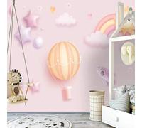Globo Aerostático Rosa Arco Iris De Dibujos Animados 3D Papel Pintado Pared Fácil Instalación Oficina Sala Estar Sofá Dormitorio TV Fondos Decoración-250cm×170cm