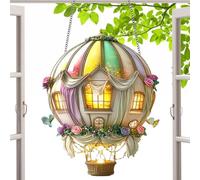 Globo Aerostático Solar - Acrílico 20x16cm | Linterna De Globo Aerostático | Linterna Brillante, Luz Decorativa Solar Para Jardín, Patio, Balcón, Decoración Colgante Para , Uso Nocturno Ambient
