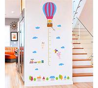 Globo Aerostático Tren De Conejo Medida En Altura Pegatinas De Pared Para Habitaciones De Niños Cuadro De Crecimiento De Los Niños Tatuajes De Pared Poster Mural