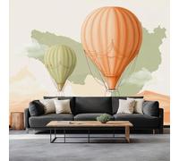 Globo Aerostático Y Camello De Dibujos Animados Papeles Pintados de Pared 200 x 140 cm Fotomurales, Blanco Tejido No Tejido Papel Tapiz Fotográfico - Salón Dormitorio Oficina Hotel Decorativos Murales
