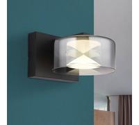 Globo Aplique de pared LED Belinda, gris humo, ancho 15 cm, cristal True