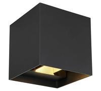 Aplique de pared LED Veronika (10 x 10 x 10 cm, Negro)