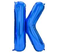 Globo azul del alfabeto grande, lámina de mylar, globos de helio, 40 pulgadas, globos azules, letras del alfabeto para cumpleaños, despedidas de soltera, decoraciones de aniversario (letra K)