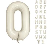 Globo blanco crema del alfabeto grande, lámina de mylar, globos de helio, 102 cm, globos beis, letras del alfabeto para cumpleaños, despedidas de soltera, decoraciones de aniversario (letra O)