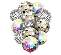 Globo Bola Discoteca,Globos Cumpleaños,Globos 4D de 22 Pulgadas, Decoración Para Fiestas los 80 y 90,Globos Para Fiesta Temática de Discoteca, Cumpleaños, Fiesta Mitzvah, Decoración de Fiesta(12PCS)