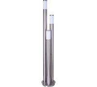 GLOBO Bolardo E27 Boston IP44 de acero inoxidable 3 para exteriores, color plateado