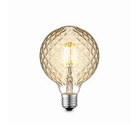 Globo Bombilla LED E27 de cristal con ranuras decorativas, color ámbar