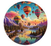 Globo caliente colorido rompecabezas 1000 piezas Río bosque redondo rompecabezas juego casual decoración de pared para adultos niños 1000 unidades (67,5 x 67,5 cm)