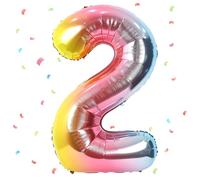 Globo con 2 números, arcoíris, 101 cm, multicolor, 2,101 cm, color blanco arena, 2 globos de helio, 2 cumpleaños para 2 años, decoración de cumpleaños para niños, niñas y niños