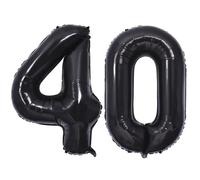 Globo con números negros del número 40, globos de aluminio para fiesta de cumpleaños 40, decoración de 100 cm