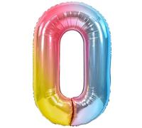 Globo Cumpleaños 10 20 30 40 50 60 70 80 90 Número 0 Pastel Multicolor Gigante, Globo XXL de 100cm. Decoración Cumpleaños. Aire o Helio.