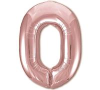 Globo Cumpleaños 10 20 30 40 50 60 70 80 90 Número 0 Rosegold Oro Rosa Gigante, Globo XXL de 100cm. Decoración Cumpleaños para Niña. Aire o Helio.