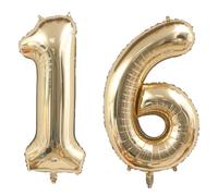 Globo de 16 cumpleaños con número de oro blanco, 40 pulgadas, globo decorativo para 16 cumpleaños, mujer y hombre, números, globos gigantes, decoración de cumpleaños de 16 años para cumpleaños y
