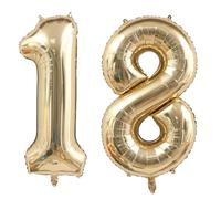 Globo de 18 cumpleaños con número de oro blanco, 40 pulgadas, globo decorativo para 18 cumpleaños, mujer y hombre, números, globos gigantes, decoración de cumpleaños de 18 años para cumpleaños y