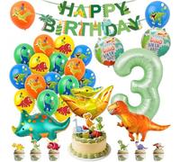 Globo de 3 Años, Globos Dinosaurios Cumpleaños, Decoración de Cumpleaños de Dinosaurio, Decoración Cumpleaños 3 Años con Happy Birthday Bandera, para Fiesta Dinosaurios Niños