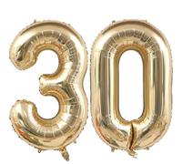 Globo de 30 cumpleaños con número de oro blanco, 40 pulgadas, globo decorativo para 30 cumpleaños, mujer y hombre, números, globos gigantes, decoración de cumpleaños de 30 años para cumpleaños y