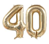 Globo de 40 cumpleaños con número de oro blanco, 40 pulgadas, globo decorativo para 40 cumpleaños, mujer y hombre, números, globos gigantes, decoración de cumpleaños de 40 años para cumpleaños y