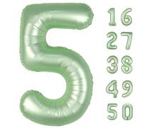 Globo de 40 pulgadas, color verde oliva, número 5, globo de helio para 15, 25, 35, 50, globos grandes gigantes de Mylar de aluminio para 55 y 65 cumpleaños, para hombres y mujeres, decoraciones de