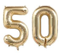 Globo de 50 cumpleaños con número de oro blanco, 40 pulgadas, globo decorativo para 50 cumpleaños, mujer y hombre, números, globos gigantes, decoración de cumpleaños de 50 años para cumpleaños y