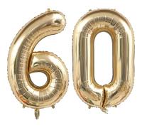 Globo de 60 cumpleaños con número de oro blanco, 40 pulgadas, globo decorativo para 60 cumpleaños, mujer y hombre, números, globos gigantes, decoración de cumpleaños de 60 años para cumpleaños y