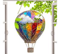 Globo de aire caliente, luz solar para jardín, colgante de globo acrílico manchado, globos de aire caliente, coloridos, de césped coloridos 2D, decoración acrílica para el hogar