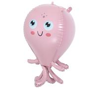 Globo de Aluminio 4d Forma de Pulpo para Fiesta Oceánica | Accesorio Fotográfico, Fondo para Sesiones y Decoración Temática, Acabado Rosa Delicado, Diseño Único