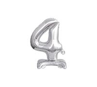 Globo de aluminio - AMSCAN - Número 4 - 38 cm - Plateado - Decoración de fiesta