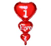 Globo de aluminio con 3 corazones "I Love U", color rojo, 48 x 95 cm, relleno de aire y helio, reutilizable, ideal para cumpleaños, bodas, fiestas, día de San Valentín, decoración y regalo de Año