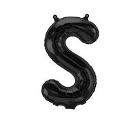 Globo de aluminio con letra S, color negro, 40 cm, globo decorativo para fiestas, bodas, cumpleaños, Nochevieja, regalo, bebé, publicidad, escaparate, caja de fotos, nombre, palabra