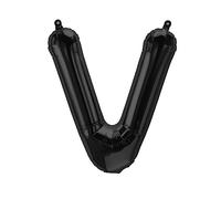 Globo de aluminio con letra V, negro, 40 cm, globo decorativo para fiestas, bodas, cumpleaños, Nochevieja, regalo, bebé, publicidad, escaparate, caja de fotos, nombre, palabra