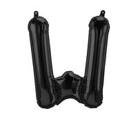 Globo de aluminio con letra W, color negro, 40 cm - Globo decorativo para fiestas, bodas, cumpleaños, Nochevieja, regalo, bebé, publicidad, escaparate, caja de fotos, nombres, palabra