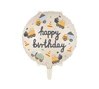 Globo de aluminio con texto "Happy Birthday" para vehículos, para construcción, cumpleaños, niños, grúa, camión, excavadora, 35 cm