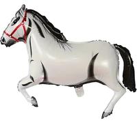 Globo de aluminio de caballo galopante blanco - Decoración temática de fiesta de cumpleaños, granja, poni y animales, 70 cm